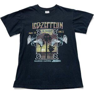 Led Zeppelin 1977 Inglewood California In Concert Repro Tee T-Shirt Size Small